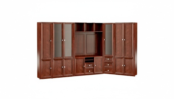 Designer Büro Eckschrank Braune Holz Möbel L-Form Robuster Kleiderschrank
