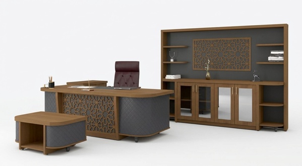 Designer Büro Garnitur Arbeitszimmer Möbel Luxus Set Schreibtisch 4tlg