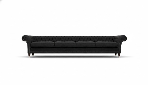 Designer Chesterfield Schwarz Sofa Viersitzer Couch Chesterfield Einrichtung