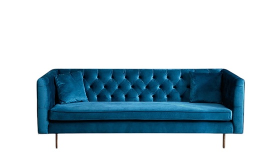 Designer Chesterfield Sofa Textil Blau Couch Polster Sofas Couchen Stoff