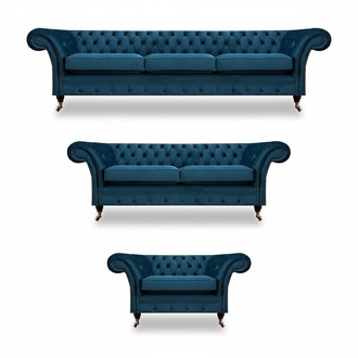 Designer Chesterfield Sofagarnitur Sofas Couch Polster Set Wohnzimmer 3+2+1