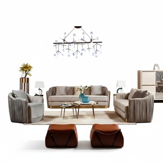 Designer Couchgarnitur Sofa Polster Sitz Textil Garnitur 3+2+2 Sofas Couchen