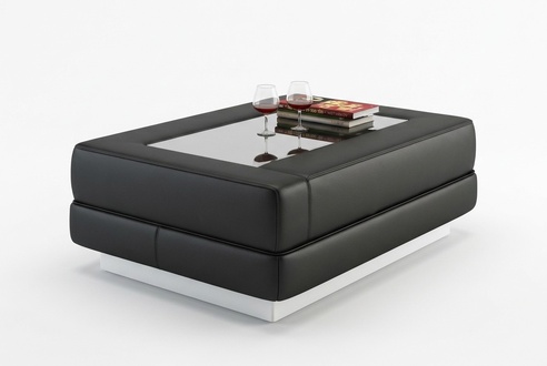 Designer Couchtisch Polster Tisch Leder Glas Moderner Tische Glastische Farbwahl