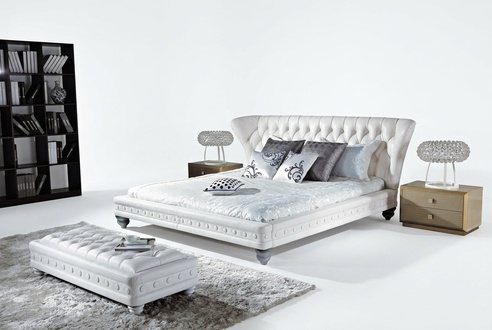 Designer Doppelbett Bett Betten Leder Chesterfield Hotel Luxus Schlafzimmer Neu!