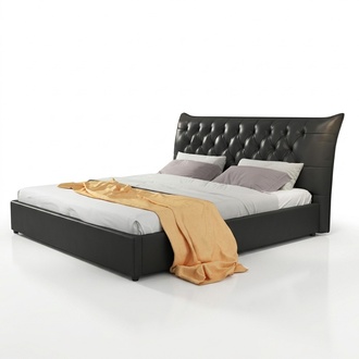 Designer Doppelbett Bett Betten Schlafzimmer Leder Hotel Luxus Polster