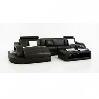 Designer Ecksofa mit Liege Couch Sofa Wohnlandschaft Ledersofa L Form Einstein