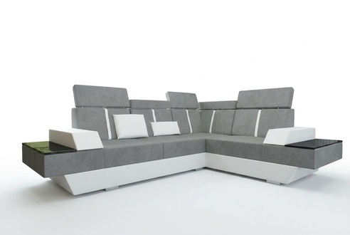 Designer Ecksofa Wohnlandschaft Sofa Ecksofa Couch Stoff Textil Leder Patentiert