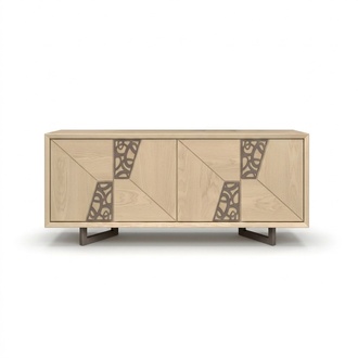 Designer Hellbraunes Sideboard Wohnzimmer Anrichte Luxus Holz Kommode