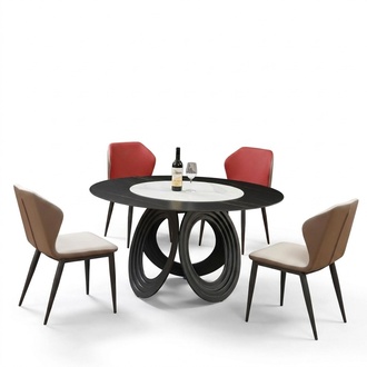 Designer Holz Ess Wohn Zimmer Set Tisch 4x Lehn Stühle Set Garnitur Polster 5tlg.