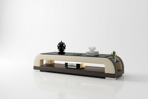 Designer Kommode Anrichte Low Board Side Schrank Wohn Zimmer Leder Glas Luxus