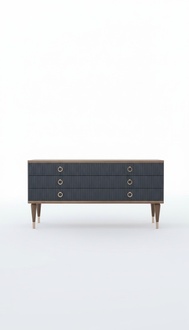 Designer Kommode Mit Schubladen Natural Walnut- Matt Anthracite