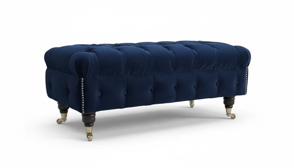 Designer Luxus Hocker Polster Chesterfield Sitz Textil Relax Beistell Sofa Neu