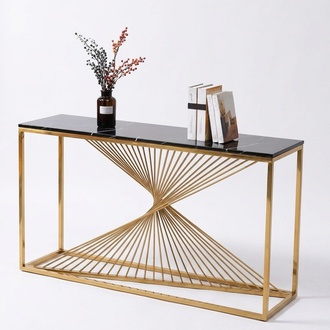 Designer Luxus Konsole Tisch Konsolen Tische Holz Metall Gold Design
