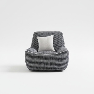 Designer Luxus Sessel 1 Sitzer Grau Textil Luxus Lougne Sofa Einsitzer Neu