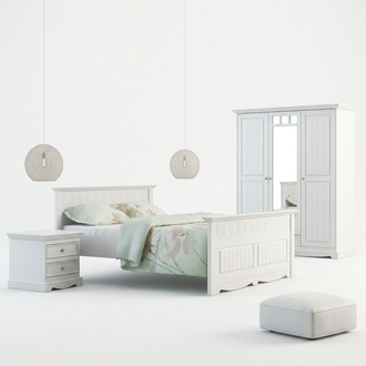 Designer Schlafzimmer Bett 2x Nachttische Kleiderschrank Set Neu 180x200cm 4tlg