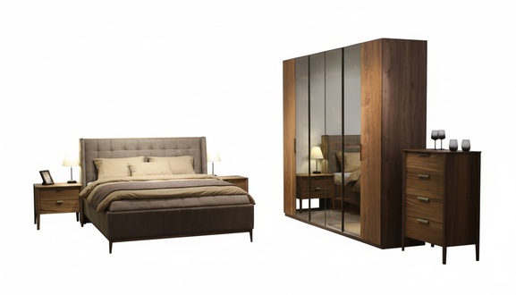 Designer Schlafzimmer Set Luxus Bett 2x Nachttisch Holz Komplett neu 3 tlg.