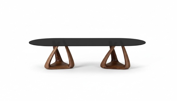 Designer Schwarzer Esszimmer Tisch Luxus Esszimmer Möbel Holzplatte Oval
