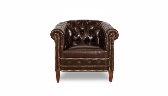 Designer Sessel 1 Sitzer Braun Leder Textil Luxus Club Lougne Sofa