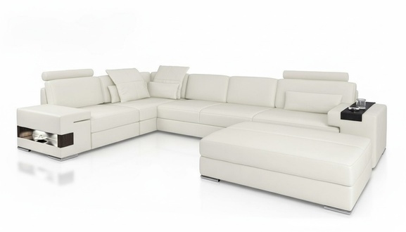 Designer Sofa Couch Ecksofa mit Hocker Polster Garnitur Wohnlandschaft L-Form