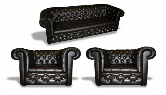 Designer Sofa Sofagarnitur 3+1+1 Sitzer Couch Polster Chesterfield Garnitur NAPO