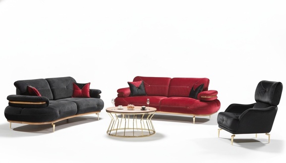 Designer Sofagarnitur Wohnzimmer Dreisitzer Polster Sessel Set 3tlg Neu