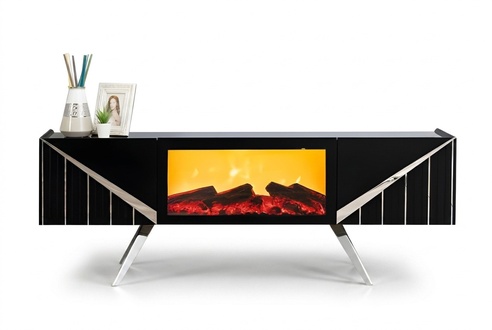 Designer TV-Möbel mit lackiertem MDF-Korpus, intarsiert mit Metalldetails