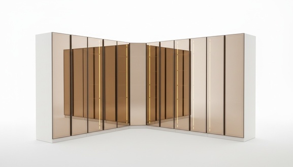 Designer Weißer Kleiderschrank L-Form Schrank Luxuriöser Glasschrank