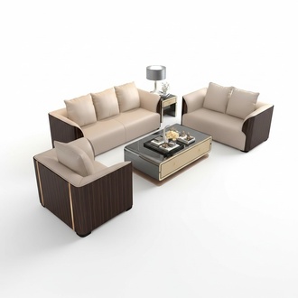 Designer Wohn Zimmer Sitz Möbel Couch Polster Leder Garnitur 3+1+1 Sofa