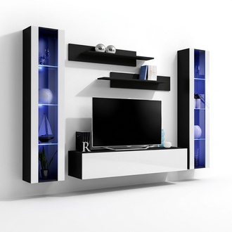 Designer Wohnwand TV-Ständer Holz Wand Regale Wohnzimmermöbel Stil