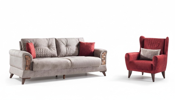 Designer Wohnzimmer Set 3-Sitzer Sofa und Sessel 2tlg. neu