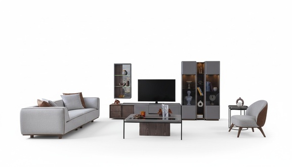 Designer Wohnzimmer Set 7tlg. Modern Wohnwände Wohnzimmer Wandschrank