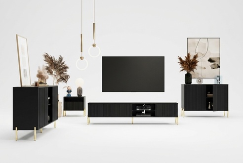 Designer Wohnzimmer Wohnwand TV-Lowboard Möbel Sideboard Beistelltisch Set