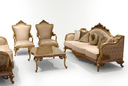 Designer Sofagarnitur 3+3+1 Sitzer Couch Polster Sitzgarnitur Klassische Set