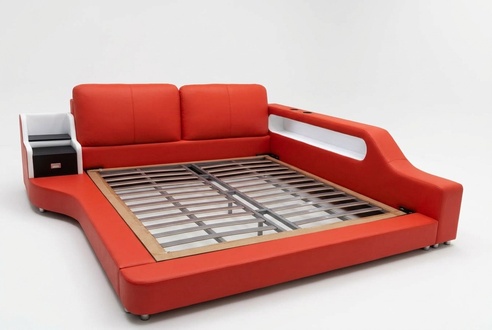 Doppel Luxus Design Leder Bett Polster Betten Moderne Hotel Multifunktion
