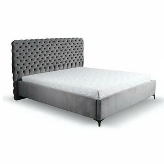 Doppelbett Bett Schlafzimmer 160сm Matratze Grau moderner Chesterfield Holz