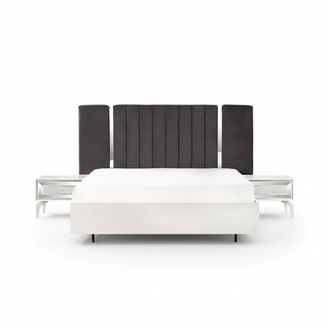 Doppelbett Granitur Schlafzimmer Weiß Bettrahmen Set 3tlg Nachttische