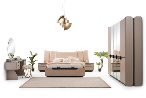 Doppelbett Komplette Bett Schlafzimmer Modern Beige Set 6tlg Schrank