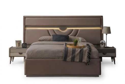 Doppelbett Schlafzimmer Bett Nachttische Beige Set 3tlg Bettkasten