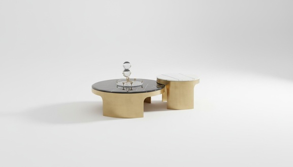 Doppelter Couchtisch Schwarz Weiß Luxus Tisch Wohnzimmer Kreative Modern Möbel