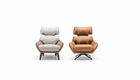 Drehsessel Sessel Ohrensessel Stoffsessel Braun Polster Wohnzimmer