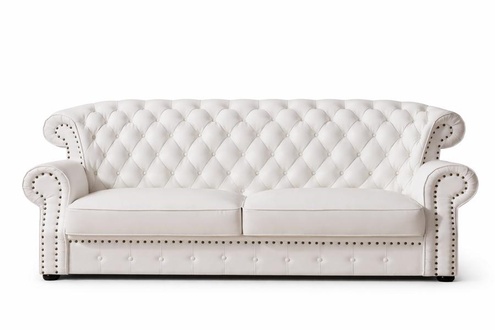 Dreisitzer Chesterfield Hohe Rückenlehne Echt Handarbeit Leder Couch