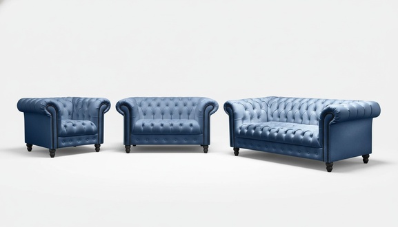 Dreisitzer Chesterfield Sofa Couch Polster Luxus Möbel Stoff Couchen Sofas
