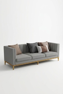 Dreisitzer Couch Polster Design Sofa 3er Sitz Sofas Zimmer Grau Chesterfield Neu