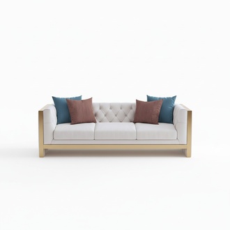 Dreisitzer Couch Polster Design Sofa 3er Sitz Sofas Zimmer Chesterfield Beige