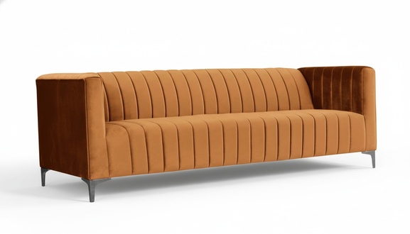 Dreisitzer Orange Sofa Stoff Wohnzimmer Design Couchen Polster Sofas Original