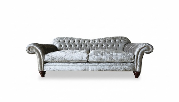 Dreisitzer Sofa 3 Sitz Couch Chesterfield Polster Sitz Garnitur Samt Graue Neu
