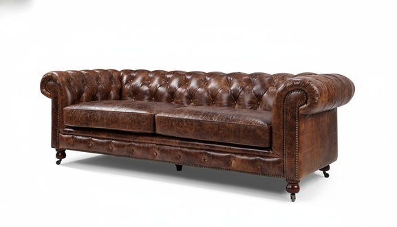 Dreisitzer Sofa Antik Stil Leder Sofa Couch Polster 3 Sitzer Neu Sessel Neu