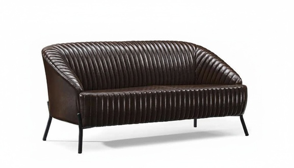 Dunkelbraunes Ledersofa Luxuriöse Wohnzimmer Polstercouch 2-Sitzer Neu