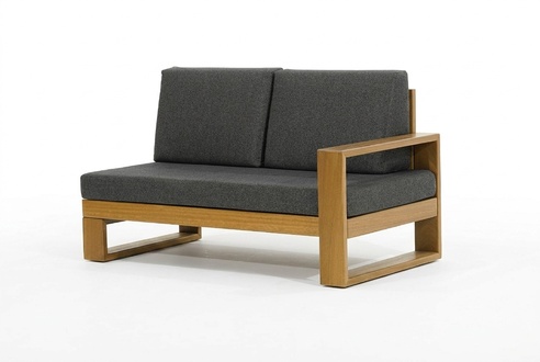 Dunkelgrauer Zweisitzer Designer Gartenmöbel Holzgestell Robuste Möbel