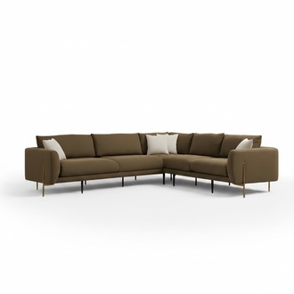 Dunkelgrünes Ecksofa Modernes Polstersofa Edle Wohnzimmer Couch L-From